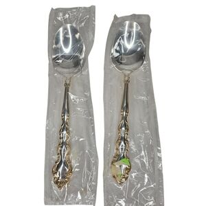 Oneida Community Gold Accent Modern Baroque Silverplate 2 Serving Tablespoon